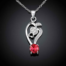 jewellery charms silver plated jewelry necklace women Hollow heart hanging stone colar vintage wedding ELY