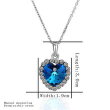 Gorgeous 18K Gold Plating necklaces blue heart crystal bead necklace bijoux femme ELY