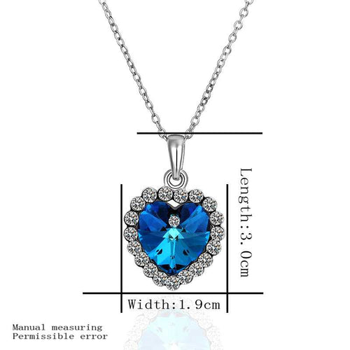 Gorgeous 18K Gold Plating necklaces blue heart crystal bead necklace bijoux femme ELY