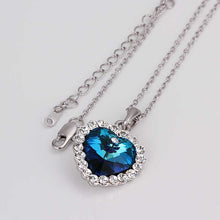 Gorgeous 18K Gold Plating necklaces blue heart crystal bead necklace bijoux femme ELY