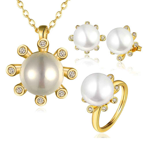 Gorgeous 18K Gold Plating jewelry set crystal beads necklace+earrings+ring african jewelry set168 ELY