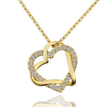 Gorgeous 18K Gold Plating necklaces twin heart collares mujer bone221 ELY