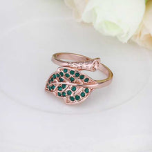 Gorgeous 18K Gold Plated rings blue leaf anel feminino charm257 ELY