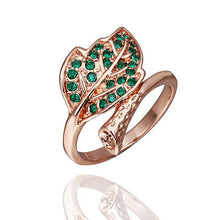 Gorgeous 18K Gold Plated rings blue leaf anel feminino charm257 ELY