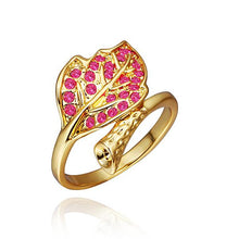 Gorgeous 18K Gold Plated rings blue leaf anel feminino charm257 ELY