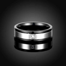 Gorgeous Men's Titanium Steel Engagement rings Round inlaid crystal anel masculino bijouterie TSGR 21 ELY