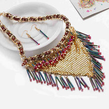 Gorgeous jewelry sets Triangle tassel necklace + earrings african jewelry set wedding decoration FASS 2 ELY
