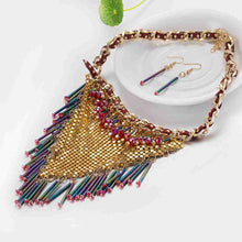 Gorgeous jewelry sets Triangle tassel necklace + earrings african jewelry set wedding decoration FASS 2 ELY