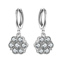 Gorgeous silver 925 channel earrings simulated pearl flower drop brincos Gift for her 623 ELY