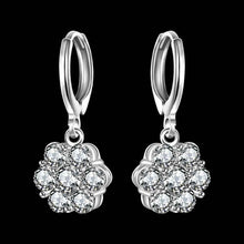 Gorgeous silver 925 channel earrings simulated pearl flower drop brincos Gift for her 623 ELY