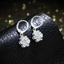 Gorgeous silver 925 channel earrings simulated pearl flower drop brincos Gift for her 623 ELY