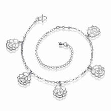 Gorgeous silver bracelet anklets Double Flower ankle bracelet diy HBA 1 ELY