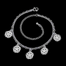 Gorgeous silver bracelet anklets Double Flower ankle bracelet diy HBA 1 ELY
