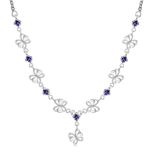 Gorgeous silver collar necklace Butterfly Pendant big necklace Personalized FSPN128 ELY