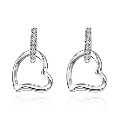 Gorgeous silver earrings Heart-shaped stud brinco accessories 731 ELY