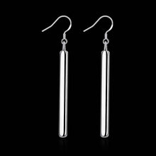Gorgeous silver earrings Straight Line drop pendientes bear joias 2 ELY