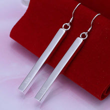 Gorgeous silver earrings Straight Line drop pendientes bear joias 2 ELY