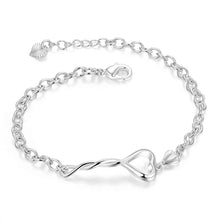 Gorgeous silver plated charm bracelet Twisted Heart pulsera jewellery HBH 12 ELY