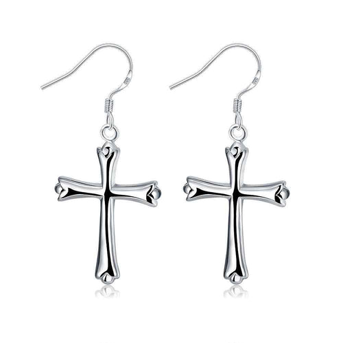 Gorgeous silver plated earing Cross drop ear cuff bijoux femme 38 ELY