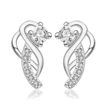 Gorgeous silver plated earings jewelry Moon hook white gem stud orecchini Hand Madeball 23 ELY