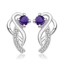 Gorgeous silver plated earings jewelry Moon hook white gem stud orecchini Hand Madeball 23 ELY