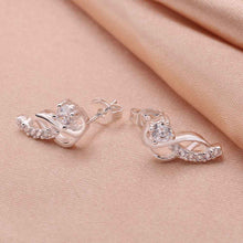 Gorgeous silver plated earings jewelry Moon hook white gem stud orecchini Hand Madeball 23 ELY