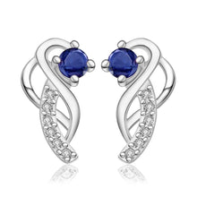 Gorgeous silver plated earings jewelry Moon hook white gem stud orecchini Hand Madeball 23 ELY