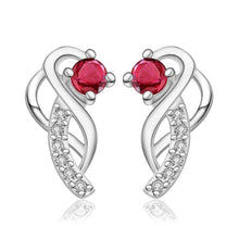 Gorgeous silver plated earings jewelry Moon hook white gem stud orecchini Hand Madeball 23 ELY