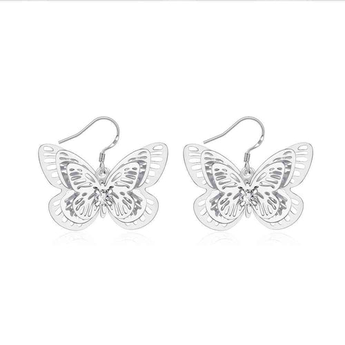 Gorgeous silver plated earrings Butterfly brincos sport 649 ELY