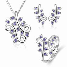 Gorgeous silver plated jewelry set pruple leaf earrings+Anklet african jewelry set margarida 48 ELY