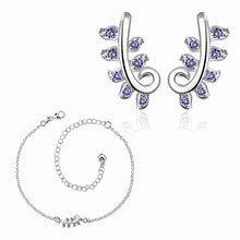 Gorgeous silver plated jewelry set pruple leaf earrings+Anklet african jewelry set margarida 48 ELY