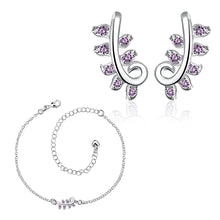 Gorgeous silver plated jewelry set pruple leaf earrings+Anklet african jewelry set margarida 48 ELY