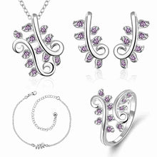 Gorgeous silver plated jewelry set pruple leaf earrings+Anklet african jewelry set margarida 48 ELY