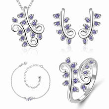 Gorgeous silver plated jewelry set pruple leaf earrings+Anklet african jewelry set margarida 48 ELY