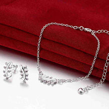 Gorgeous silver plated jewelry set pruple leaf earrings+Anklet african jewelry set margarida 48 ELY