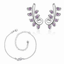 Gorgeous silver plated jewelry set pruple leaf earrings+Anklet african jewelry set margarida 48 ELY