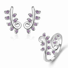 Gorgeous silver plated jewelry set pruple leaf earrings+Anklet african jewelry set margarida 48 ELY