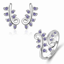 Gorgeous silver plated jewelry set pruple leaf earrings+Anklet african jewelry set margarida 48 ELY