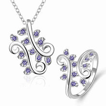 Gorgeous silver plated jewelry set pruple leaf earrings+Anklet african jewelry set margarida 48 ELY