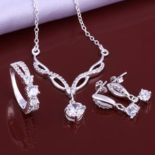 Gorgeous silver plated jewelry set white month R+E+N Gift for her ELY