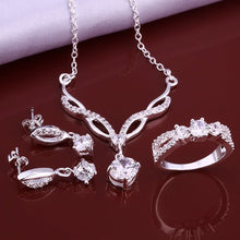 Gorgeous silver plated jewelry set white month R+E+N Gift for her ELY