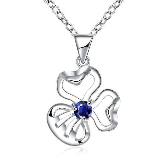 Gorgeous silver plated pendant clover flowers choker bijoux361 ELY