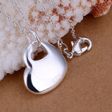 Gorgeous silver plated pendant necklace Heart Center collier wedding jewelry ELY