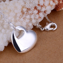 Gorgeous silver plated pendant necklace Heart Center collier wedding jewelry ELY