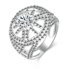 Gorgeous silver rings Hollow circular insets anillos bear bone 58 ELY