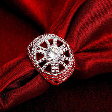 Gorgeous silver rings Hollow circular insets anillos bear bone 58 ELY