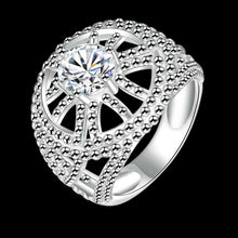 Gorgeous silver rings Hollow circular insets anillos bear bone 58 ELY