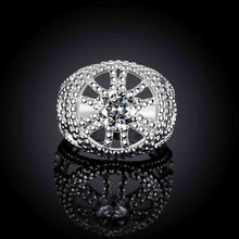 Gorgeous silver rings Hollow circular insets anillos bear bone 58 ELY