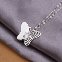 Gorgeous silver statement necklace Insets Butterfly collares floating charms159 ELY