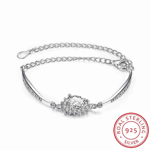 925 silver bracelets & bangles crystal flower pulsera collier plastron STVH 54 ELY